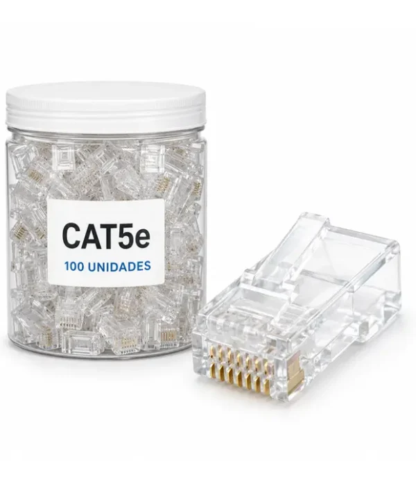 Conectores Cat5e rj45 100 unidades Conectores RJ45 Cat5e Estándar UTP – Bote de 100 Unidades